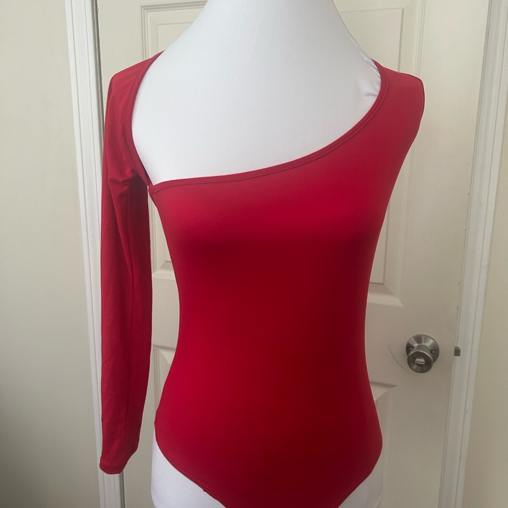 Fashion Nova Red one sleeve bodysuit